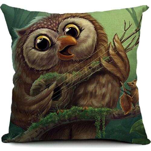 Hot Sale Pillow Covers Forest Series Cartoon OWL Topic Pattern Hot Sell 45X45CM Linen Pillow Cover\Home Decorative Linen Cushion