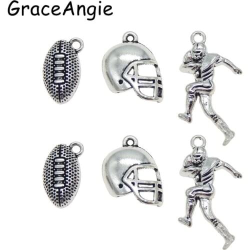 GraceAngie 30PCS American football Sports Charms Pendant Jewelry Necklace Making Findings Rugby