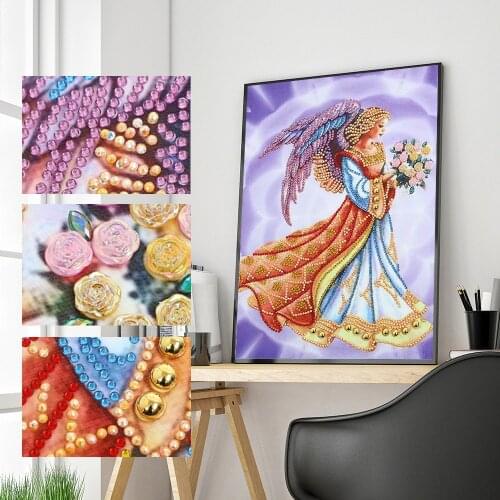 HUACAN Special Shaped Diamond Painting New Portrait Woman Diamond Embroidery Cross Stitch Angel Mosaic Decortion