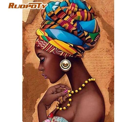 RUOPOTY Frame Painting By Numbers Kits Women Modern Wall Art Picture By Numbers Diy Gift Acrylic Canvas Painting For Home Decors