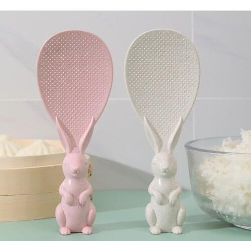 Wheat Straw Rabbit Spoon Can Stand Up Rabbit Rice Shovel Rice Cooker Rice Spoon Creative Household Non-stick Rice Rice Spoon