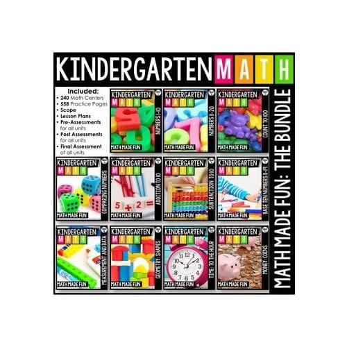 Kindergarten Math: Math Made Fun! The Bundle! Worksheets Learning PDF Electronic File