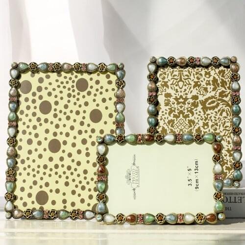 Metal Photo Frame With Diamonds Wedding Picture Frame Casamento Pictures Frames Family Holder Marcos Para Fotos Home Decoration