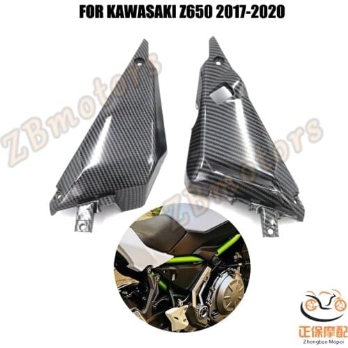 Motorcycle ABS With Carbon Fiber Paint Front Frame Side Cover Cowl Panel Trim Body Fairings For Kawasaki Z650 2017 - 2020
