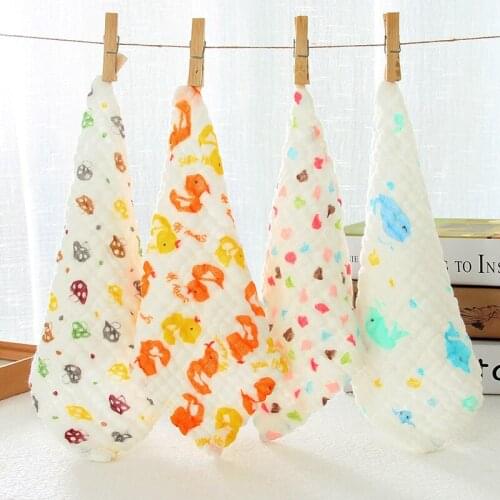 Cartoon Color 5PC/LOT The Soft Washed Organza Handkerchief Towel Newborn Children Face Towel 100% Cotton Muslin SquareTowel