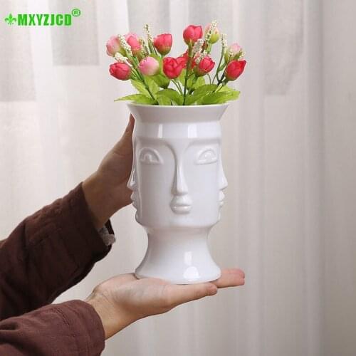 Nordic Muse Hydroponic Face Ceramic Vase Flower Pot Decoration Living Room Abstract Portrait Flower Arrangement Handicraft
