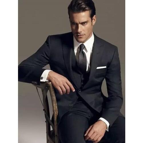 New Arrival Two Buttons Groomsmen Notch Lapel Groom Tuxedos Men Suits Wedding/Prom Best Man Blazer ( Jacket+Pants+Vest+Tie)A118