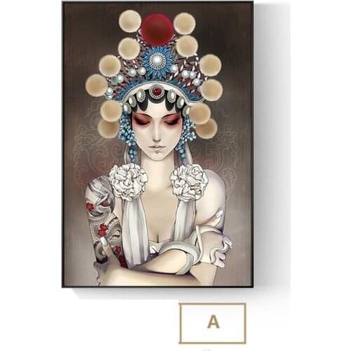 New Chinese style jingjuHuadan Facial makeup Poster Wall Art Canvas Painting Wall Pictures For Studio Decor Posters