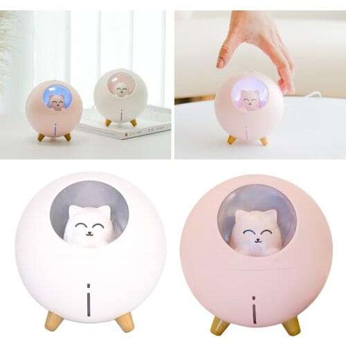 Planet Cat Air Humidifier 220ML USB Mini Dekstop Oil Mist Diffuser Night Lights