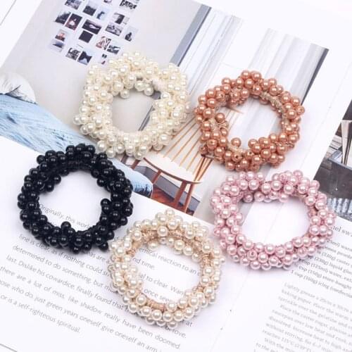 Hot Sale Korean New Fashion Style Elastic Hair Bands For Women Pearl Classical Girls Hair Rope Retro Women Hair Accessroies
