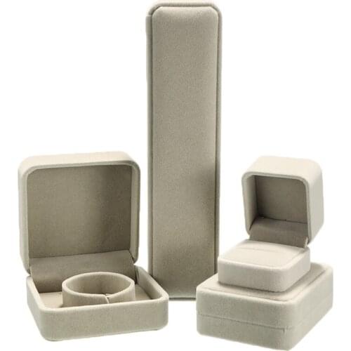 Gray Velvet Jewelry Box Jewellery Packaging Display Earrings Necklace Bracelets Ring Box Jewelry Organizer