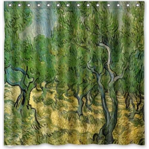Bathroom Products Polyester Fabric van Gogh Painting Printed Shower Curtains Waterproof Washable Curtain 72"*72" 12pcs Hooks
