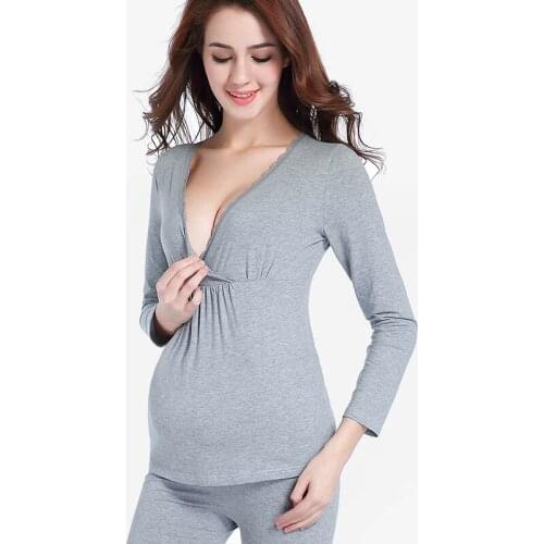 Spring Autumn Maternity and Nursing Set Pregnant Pajamas Postpartum Nightwear Premama Cotton Tops&pants Long Sleeve Top&Pants