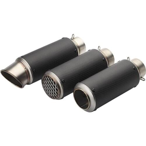 Inlet 51mm 61mm Motorcycle Exhaust Muffler End Pipe Motorbike Exhaust Tailipe with DB Killer Universal Escape Moto Carbon Fiber