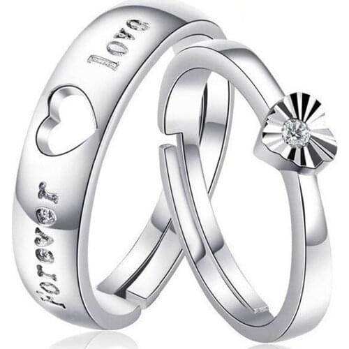 1pair Fashion Couple Rings For Women Men Wedding Engagement Silver Plated Jewelry