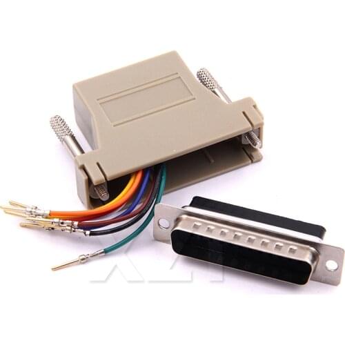 10pcs RS232 DB25 Male Adapter modem adapter DB25 to RJ45 adapter for compatible converter adapter DB25M to RJ45 cable