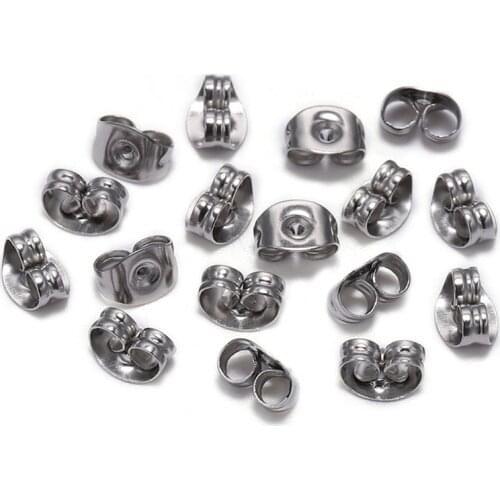 100pcs 4-8mm Stainless Steel Earring Back Plug Settings Base Ear Studs Back Earring Stopper For DIY Jewelry Making Accessories