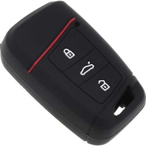 3 Buttons Silicone Straight Plate Black Car Key Cover Case Protector Holder Fit for VW Passat B8 Superb A7