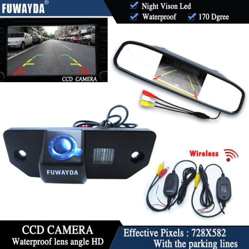 FUWAYDA Wireless CCD Chip Car Chip Rear View Camera for FORD FOCUS SEDAN (3Carriages) Ford C-max+4.3Inch rearview Mirror Monitor
