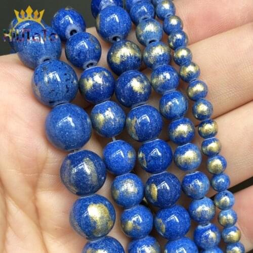 Dark Blue Lapis Lazuli Jades Beads Natural Loose Stone Beads For DIY Jewelry Making Bracelet Accessories 15'' Strands 4 6 8 10mm
