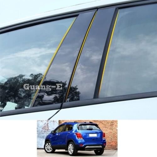 For Chevrolet TRAX 2014-2018 Car PC Material Pillar Post Cover Door Trim Window Piano Black Molding Sticker Plate