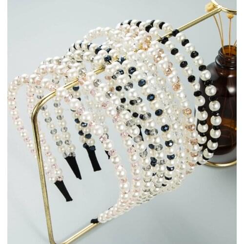 Double Row White Pearl Crystal Headwears Korean Sweet Celebrity Super Fairy Cold Wind Net Red Headbands Hair Accessories Hairpin