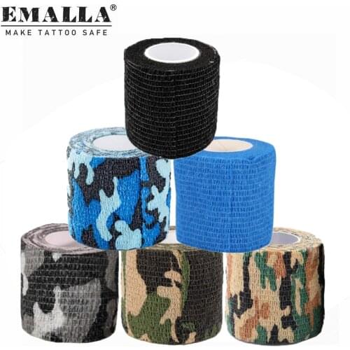 EMALLA 6PCS Mix Tattoo Grip Cover Disposable Self Adhesive Elastic Bandage Handle Grip Cover Tattoo Machine Grip Free Shipping