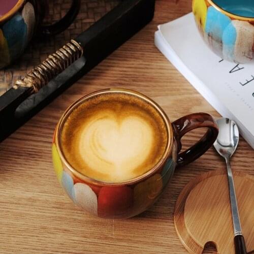 Retro Porcelain Mug With Lid High-Capacity Coffee Cup Top Quality Ceramic Tea Cup Set Afternoon Tea Party Home Office Coffeeware