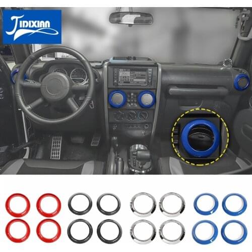 MOPAI Car Air Conditioning Outlet Vent Decoration Cover Ring Sticker Accessories for Jeep Wrangler JK 2007 2008 2009 2010