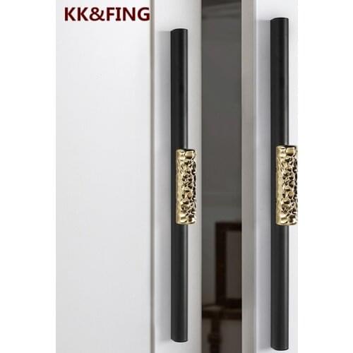 KK&FING ENW Gold Cabinet Door Handles Aluminum Alloy Wardrobe Cupboard Handles Drawer Knobs and Pulls Furniture Door Hardware