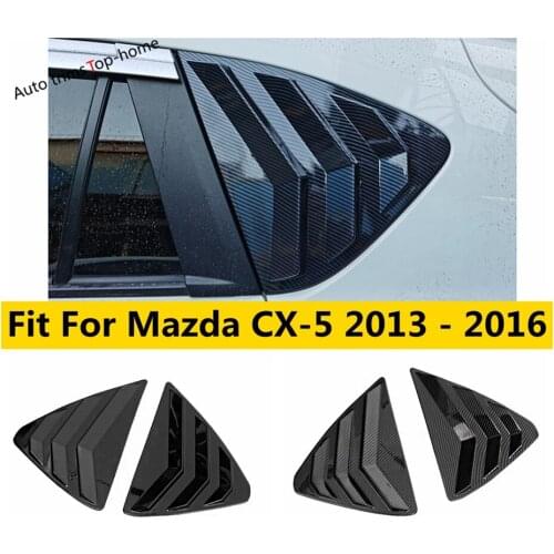 Yimaautotrims Rear Window Louver Shutters Blinds Shades Carbon Fiber Look / Black Cover Kit Trim Fit For Mazda CX-5 2013 - 2016