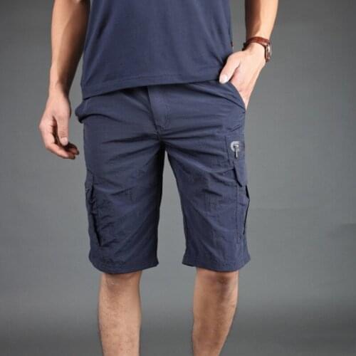 Summer Thin Quickly Dry Men Knee Length Shorts Multi Pockets Safari Short Trousers Male Casual Streetwear Military Shorts 3XL