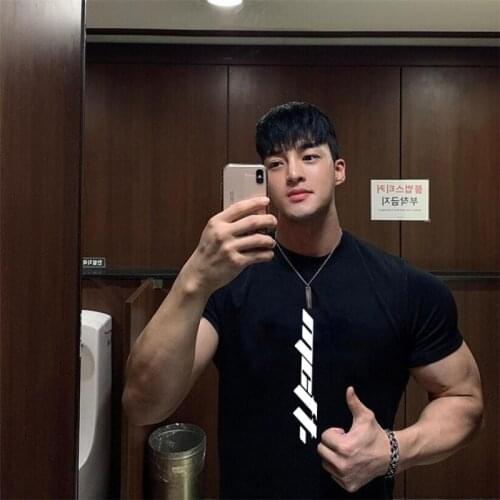 Summer Sportswear Mens Gym Clothing O-neck T Shirts Fashion Mens Tops Cotton Fitness T-shirt Bodybuilding Short Sleeve Tshirt