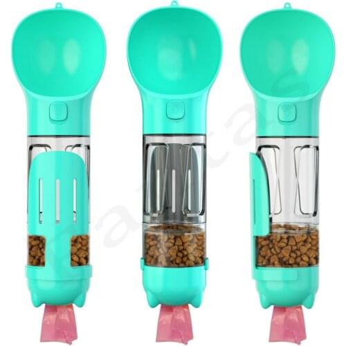 Multifunctional Portable Pet Water Bottle Food Storage Bottle Water Drinking Bowl With Garbage BagCats Outdoor Dog Water Bottle