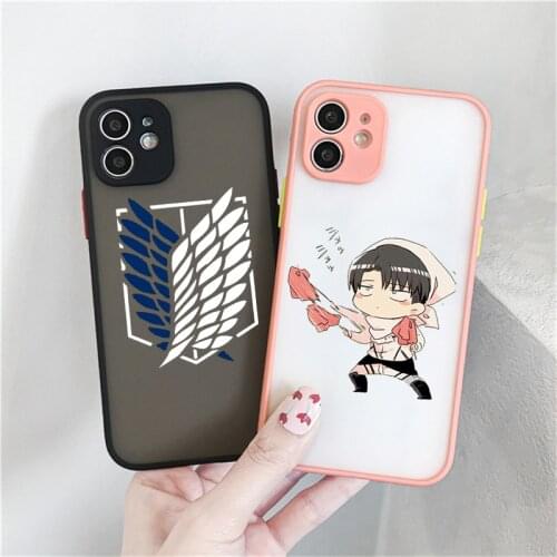 Soft Bumper Phone Case Cover for Iphone X 12 11 Pro XS MAX 8 7 6 6S Plus SE 2020 XR Anime Japanese Attack on Titan Fundas Coque
