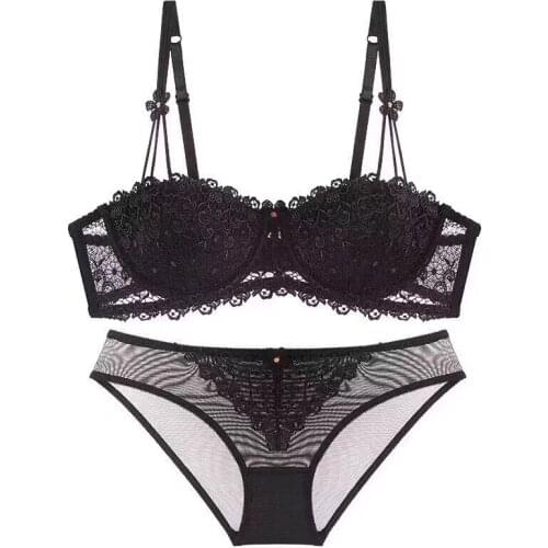 New Intimates Womens Underwear Set Push-Up Bras Deep V Bra Set Sexy Brassiere Bra Panties Brief Lace Lingerie Underwear Set