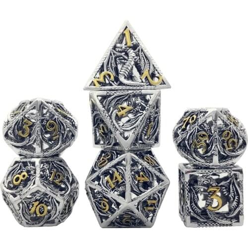New Metal Hollow DND Dice Set D20 Dados Rol Polyhedral RPG Dice Playing Dobbelstenen Dobbel Game Dobbelspel kostki do gry Dadi
