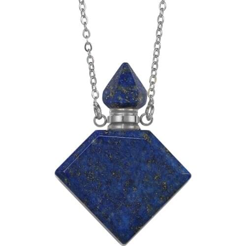 SHINYGEM Womens Fashion Crystal Jewelry Handmade Perfume Bottle Pendant Quartz Essential Oil Bottle Gold Plated Chain Necklace