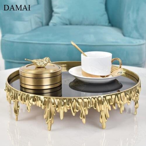 Pure Copper Crystal Trays Decorative European Modern Medusa Jewelry Cosmetic Display Tray Desktop Wine Set Teacup Storage Plates