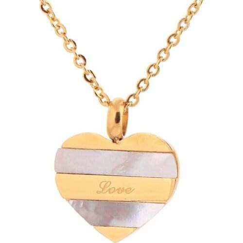 Heart Stainless Steel Shell Pendant Jewelry fashion Gold necklaces for women