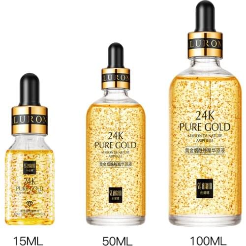 24K Gold Natural Anti Wrinkle Aging Essence Liquid Moisturizing Skin Hyaluronic Acid Serum for Facial care