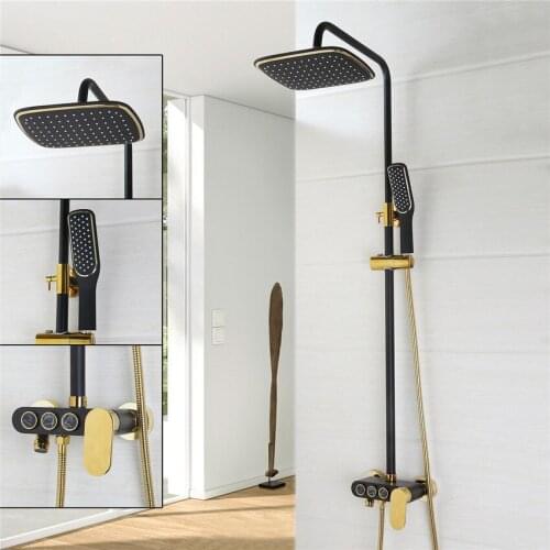 Bathroom Luxury Oil Rubbed Bronze with some golden polished Shower Faucet Set Bathtub Mixer Tap Torneira wall mounted shower set
