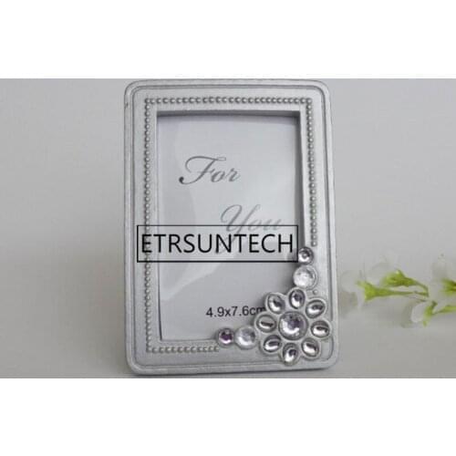 100pcs Silver Rhinestone Photo Frame Resin Place Card Holder Wedding Bridal Shower Favor Party Table Decor