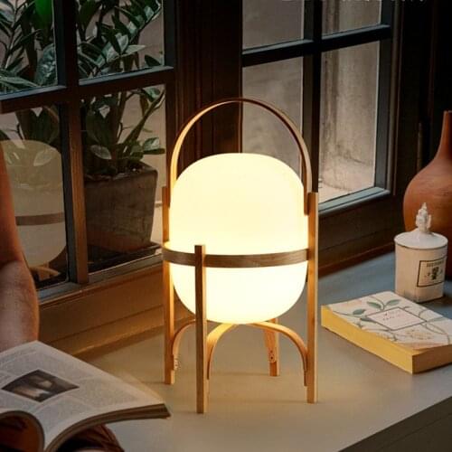 Modern LED Solid Wood Table Lamps Apply To Apartment Living Room Bedroom Japanese Style Indoor Warm Design Concise Luminaire