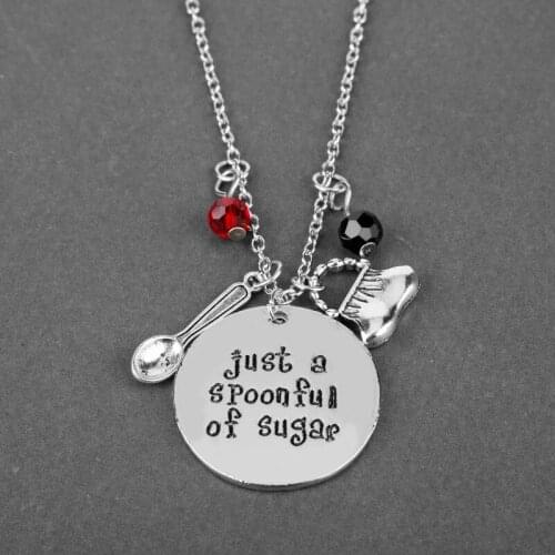 Mary Poppins Bags/Spoon/Crystal Necklace Womens Choker Jewelry Charms Pendant Female Fashion Jewelry