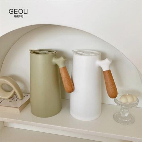GEOLI 1L Large Capacity Thermos Flask Glass Liner Household Thermal Insulation Pot Kettle Vacuum Insulated Jug Hot Water Bottle