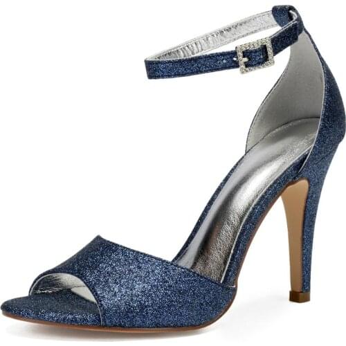 Bling glitter high heels stiletto sandals summer evening dress shoes simple ankle strap heels bridal wedding party prom pumps