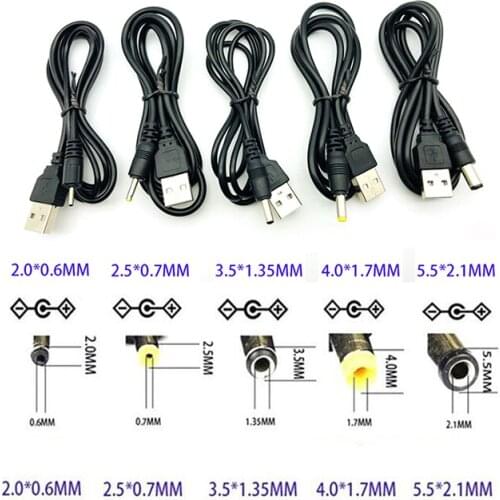 USB Power Cable DC 2.0/2.5/3.5/4.0/5.5 Power Supply Charging Charger Cables Cords for Tablet Speaker PC Small Electronic Devices