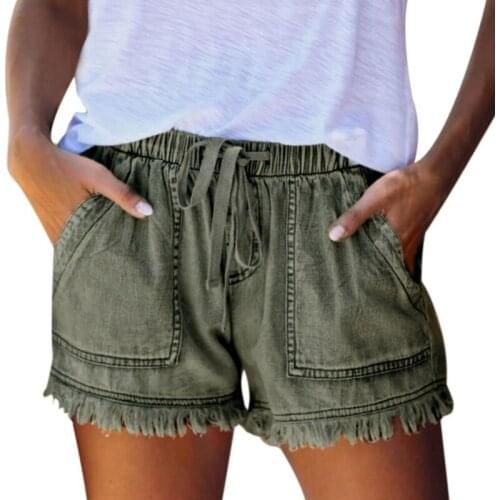 EFINNY Shorts Women Short Femme Elastic Waist Korean Style Shorts Jeans Oversized Pants S-2XL