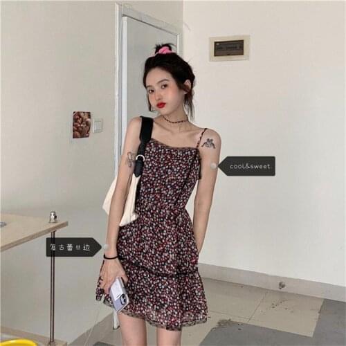 Womens Dresses Japanese Harajuku Vintage Ladies Ulzzang Ins Floral Lace Dress Female Korean Kawaii Cute Clothing For Women